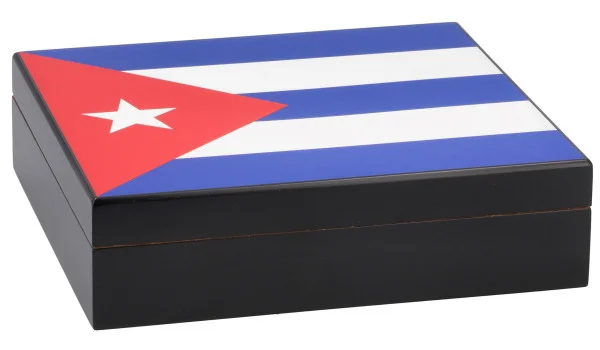 シガーヒュミドール ブラック表面 キューバ国旗柄
