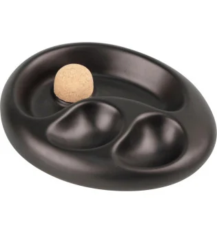 パイプアシュトレイ セラミック オーバル ブラックマット(2段棚付き)