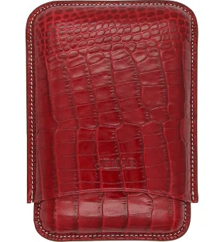 Jemar レザー トリプルシガーケース Coco レッド 464/3