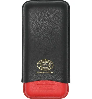 Partagas Series レザーケース ブラック&レッド、ゴールドロゴ付き