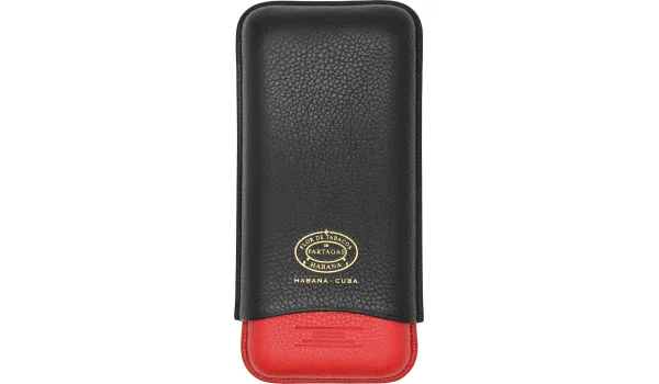 Partagas Series レザーケース ブラック&レッド、ゴールドロゴ付き